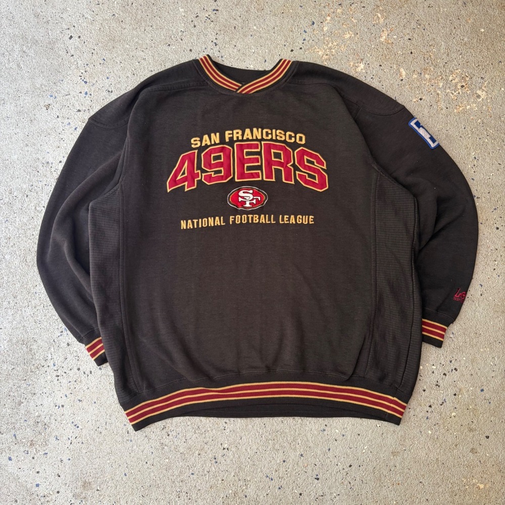 Vintage Lee Sport San Francisco 49ers Sweatshirt Black Embroidered NFL Men XL